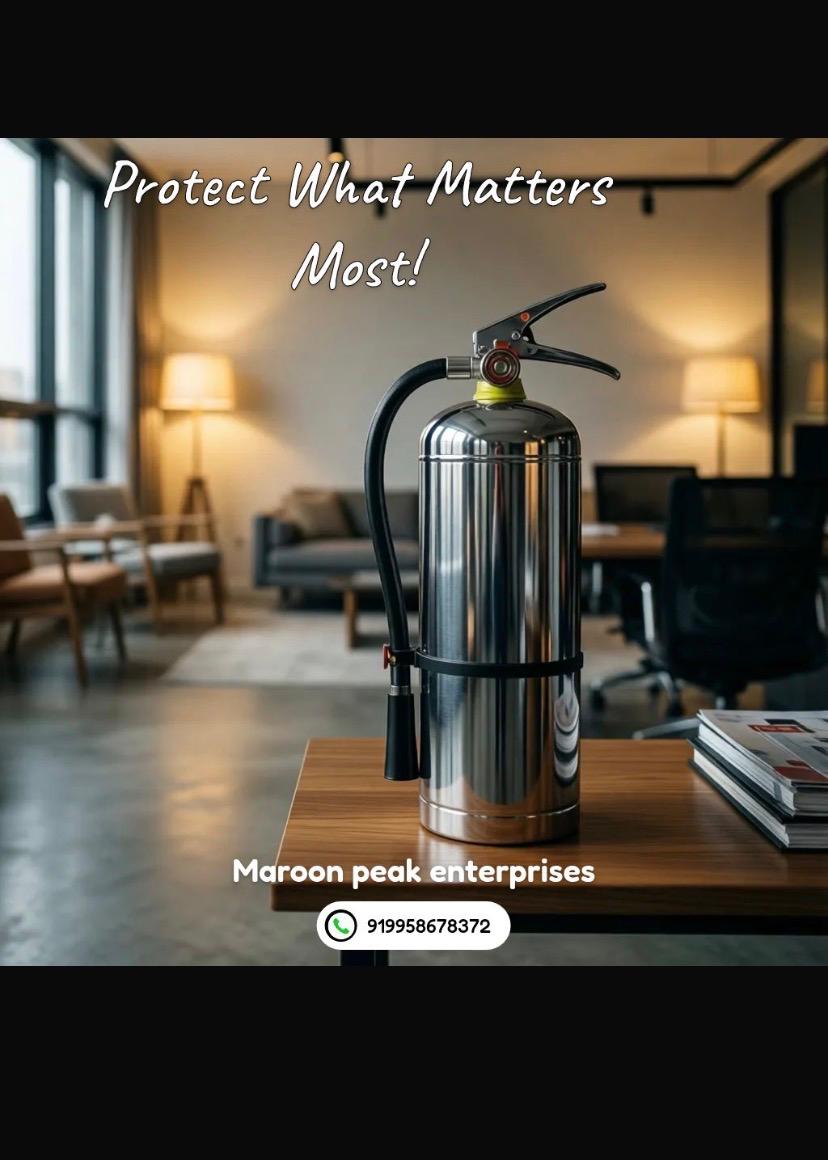 Stainless-steel fire extinguisher supplied and serviced by Maroon Peak Enterprises